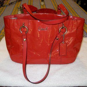COACH PATENT LEATHER ORANGE BAG No.E1149-F17728 NWOT